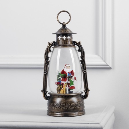 LED figure “Lantern with Santa Claus” 15 × 30 × 12.5 cm, plastic, AAX3 batteries (not in the kit), USB, glow warm white-1