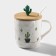 Ceramic mug with a wooden lid and spoon "Cactus", 380 ml, color mix