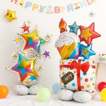 Foil ball 50 "Gift with candles", on a stand, under the air-4