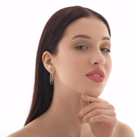 Karma-Karma earrings double weaves, color gold, d = 3.5-1