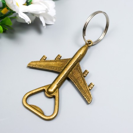 Keychain metal opener "plane" mix 7x6 cm