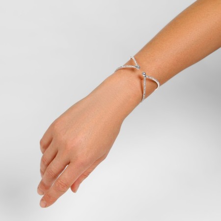 Bracelet with rhinestones "ice" rotation, white color in silver-5