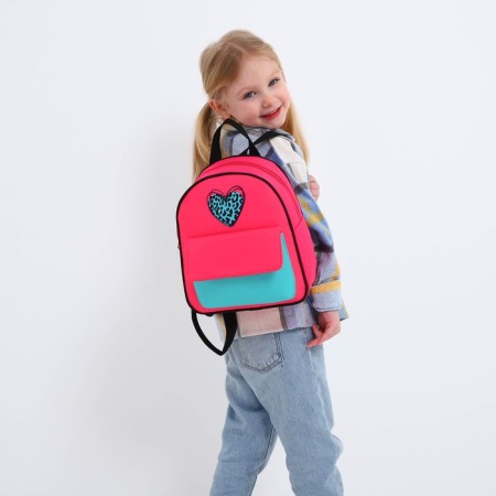 Baby backpack for a girl textile "heart", 27x23x10 cm-8
