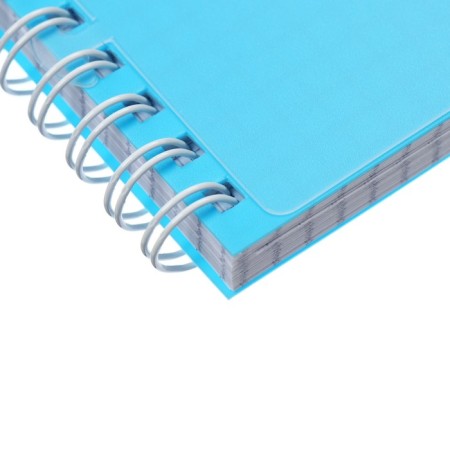 Notebook A5-80 sheets in a cage, on a crest, a plastic cover, a removable ruler made of transparent plastic, blue-2