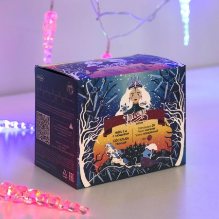 Garland “thread” 5 m with nozzles “icicles melting”, ip20, transparent thread, 20 LED, glow of multi (RG/RB), blinking, 220 V-3