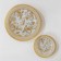 Set of table "Plant pattern", 7 objects: D = 30 cm - 1 pc, d = 18 cm - 6 pcs, white color with golden