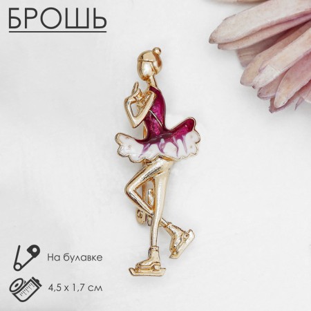 Brooch "Skill", white-raspberry color in gold