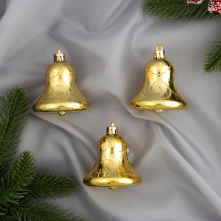Jewelry decoration "Pattern bell" (set 3 pcs) 4.5x5 cm golden