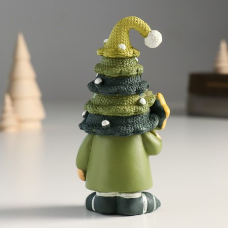 Polystone souvenir "Dwarf in a cap with a flashlight/star" Green mix 6.5x5x12.5 cm-3