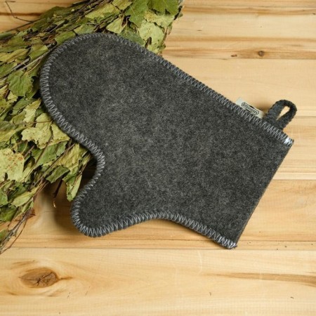 Set of bath gray 3 items without embroidery (hat, mittens, rug) in film-4
