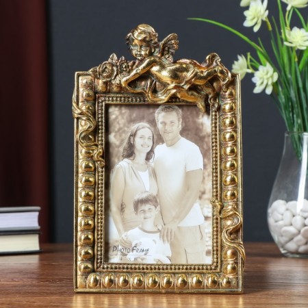Photo frame Polystone 10x15 cm "Angel" Gold 24.5x15.5x4 cm