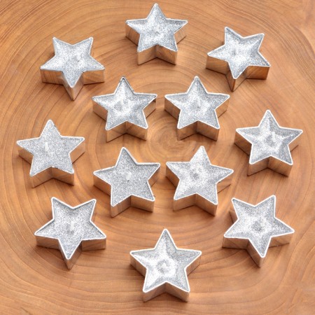 Candle in the sleeve "Star", set of 12 pcs, silver shit-2