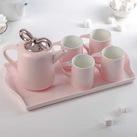 Ceramic tea set on the stand "Bant", 5 items: teapot 900 ml, 4 circles 200 ml-1