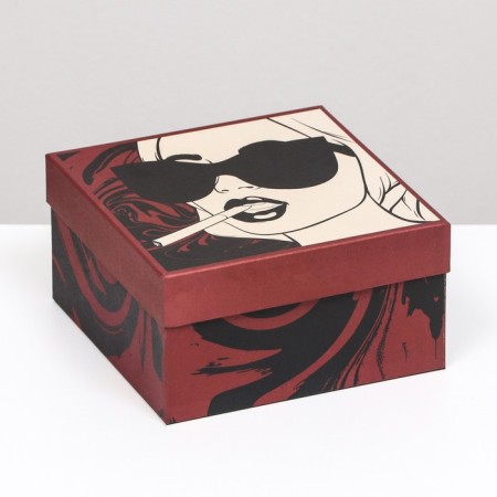 Gift box "Cool lady", square, 19 x 19 x 12 cm-1