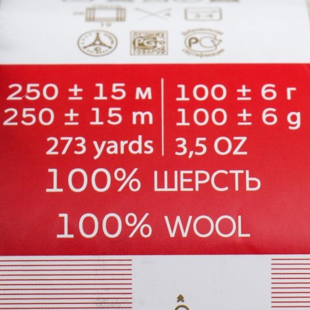 Пряжа "Секрет успеха" 100% шерсть 250м/100гр (254-Пепел)-3