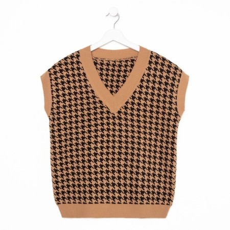 Women's vest, coffee color, black goose foot, size XL-4