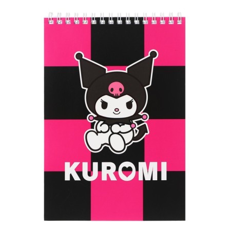 Notepad A5, 60 sheets in a cage on the crest Kuromi-3, cover pulp cardboard, offset block