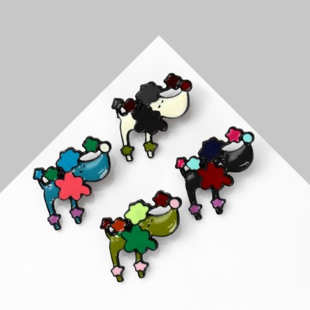 Brooch "Dog" poodle, color mix in ferrous metal (indivisible packing 12 pcs., Price per pcs.)-1