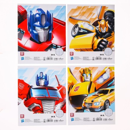 Notebook in a cage 24 sheets, 4 types of mix, cover covering cardboard, transformers-3