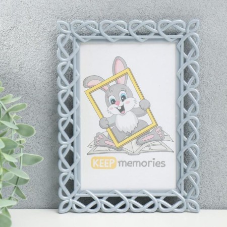Photo frame 10x15 cm plastic L-7 silver metallic (plastic screen)
