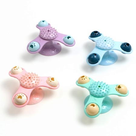 Toy-wound on a suction cup for cats, 3 compartments with bells, mix of flowers-7