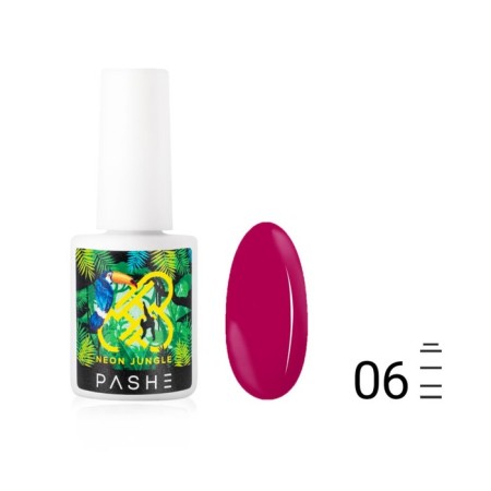 Pashe neon jungle gel polish, No. 06 neon raspberry, 9 ml