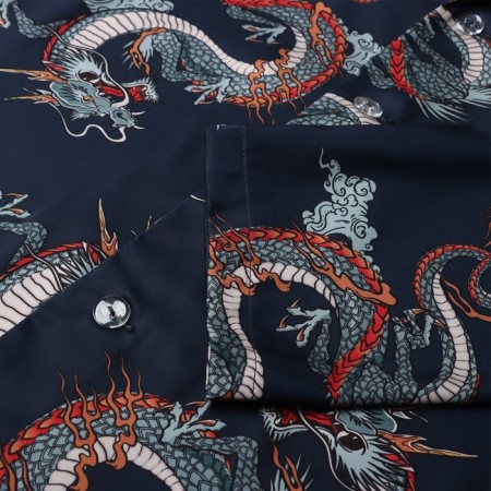 Pajama male (shirt and trousers) kaftan "Dragon" size 56, blue-13