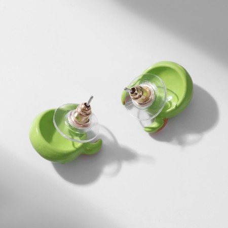 Earms with enamel "Monster" with horns, green color-1