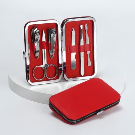 Set of manicure 6PR 1-1-1 1 red 11*6.8*1.5cm package QF-2