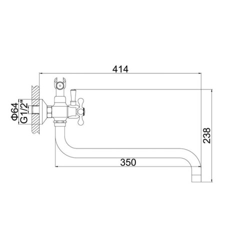 Accoona A7371 bathtub, two -wound, brass, chrome-7