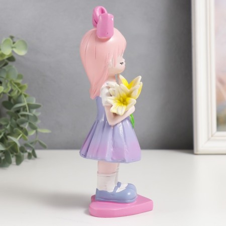 Souvenir Polystone "Boy/Girl with white flowers" mix 6.5x7x19.5 cm-2