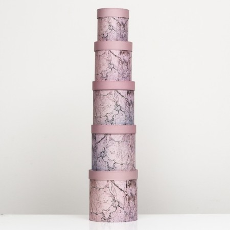 Set of round boxes 5V1 "marble", 25 × 25 ‒15 × 15 cm-2