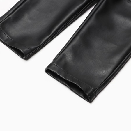 Pants for girls leather minku, black color, height 128 cm-7