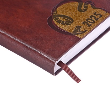 Dated diary 2025, A5, 176 sheets, Hong Kong, solid cover, pancake embossing, with liesse, block 80 g/m2, brown-2