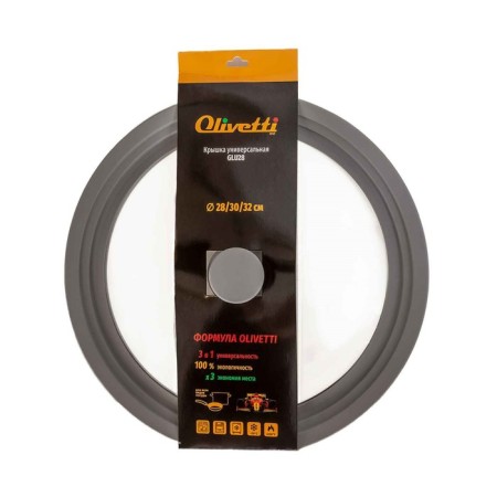 Olivetti Glu28 pan cover with silicone rim and pen, glass, 3 sizes, d = 28/30/32 cm-5