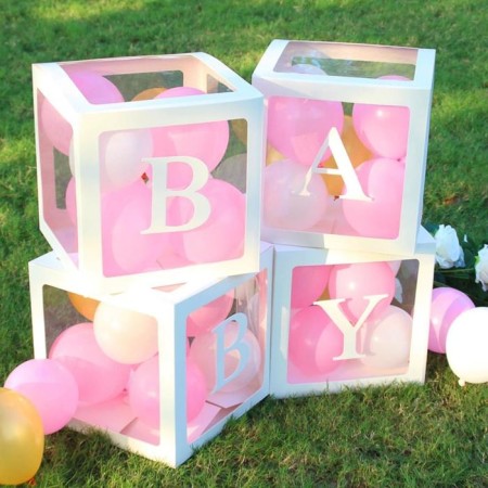 A set of boxes for Baby balloons, white, 30x30x30 cm, 4 pcs.-2