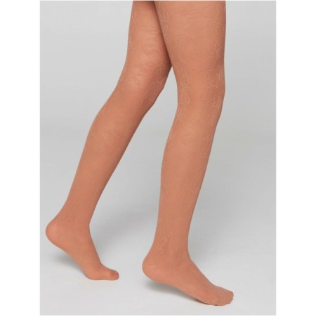 Children's tights with openwork flower pattern CONTE ELEAGANT KETTY, height 146-152 cm, color Natural