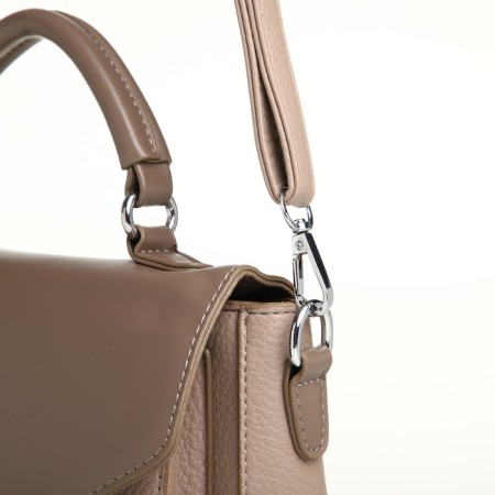 Women's bag on the Textura valve, small size, beige color-7