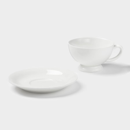 Tea steam porcelain Magistro "Blanche", 2 items: a cup 250 ml, a saucer d = 15.5 cm, white color-3