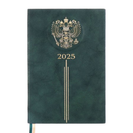 Dated 2025 diary, A5, 176 sheets of Escalada, solid cover of artificial leather, 3D design, embossing foil, lies, cream block 70 g/m2, green-2