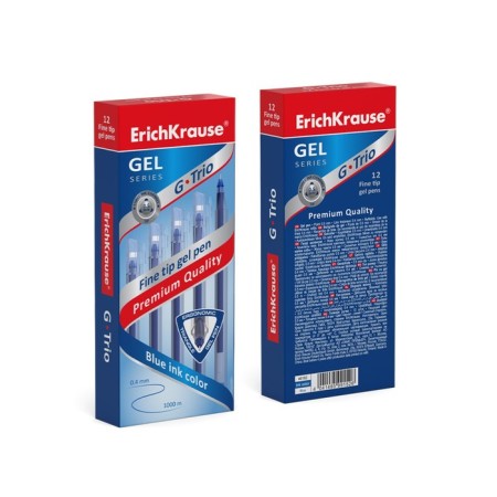 Gel pen Erichkrause G-Trio, node 0.5 mm, blue ink, letter line length 1000 meters-4