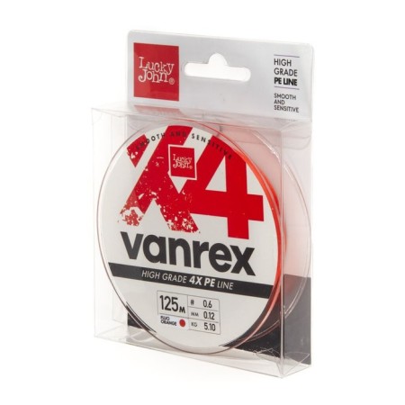 Flaw Lucky John Vanrex X4 Braid Fluo Orange 125 m, 0.12 mm