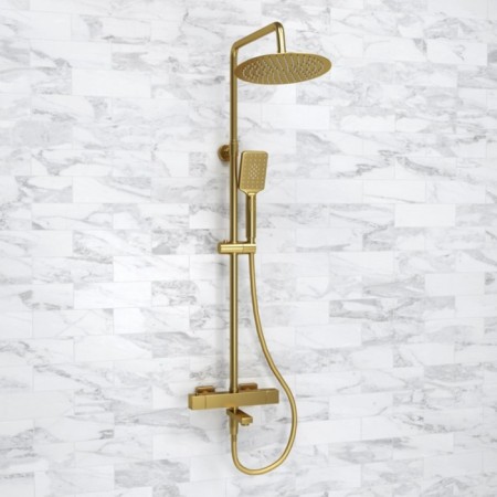 The shower system wasserkraft a199.259.201.bg Thermo, tropical shower, thermostat, gold-1