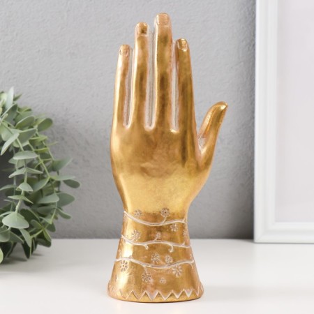 Souvenir Polystone "Hand of Fatima. Flower pattern. Hams" gold 9.5x6x21 cm-2