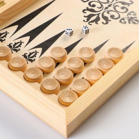 Board game 3 in 1: chess, checkers, backgammon, wooden board 40 x 40 cm-5