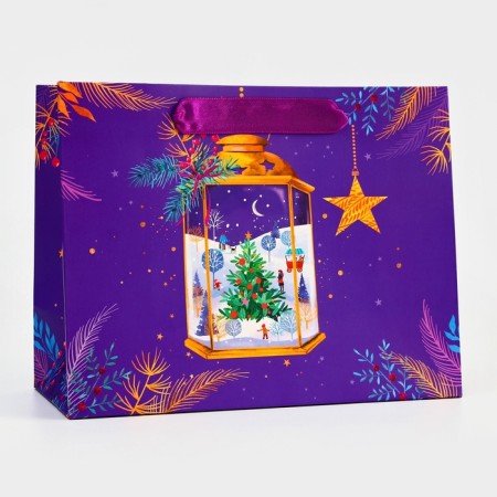 Package Gift New Year Laminated "Light", 23 x 17.8 x 9.8 cm.