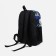 School backpack from textiles on lightning, external pocket, blue/blue color