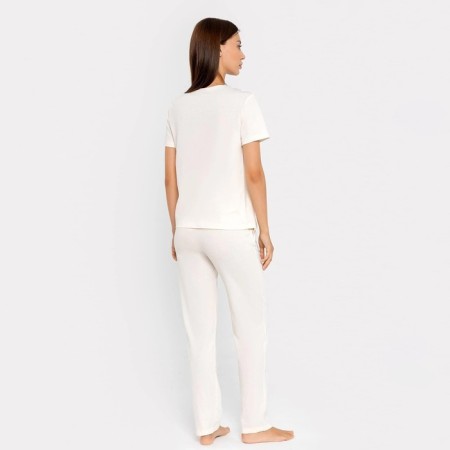 Homemade female set (T -shirt, trousers), milk color, size 44 (s)-1