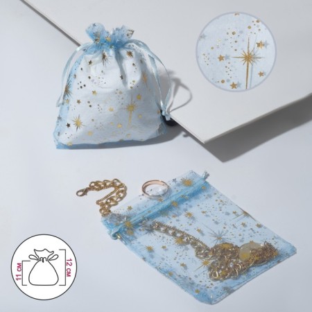 Gift bag "Fairytale stars", 10 × 12, blue color with gold