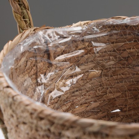 Kashpo wicker "safari" with handles, 25.5x25x23 cm, natural-4